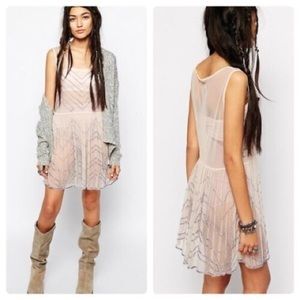 Free People Embellished Slip Mesh Beaded Dress Size XS